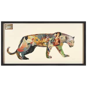 "The Jaguar" Dimensional Collage Framed Animal Graphic Art Under Glass Wall Art Print, 33 in. x 25 in.