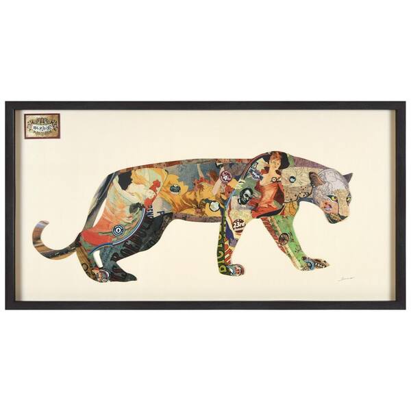 Empire Art Direct "The Jaguar" Dimensional Collage Framed Animal Graphic Art Under Glass Wall Art Print, 33 in. x 25 in.