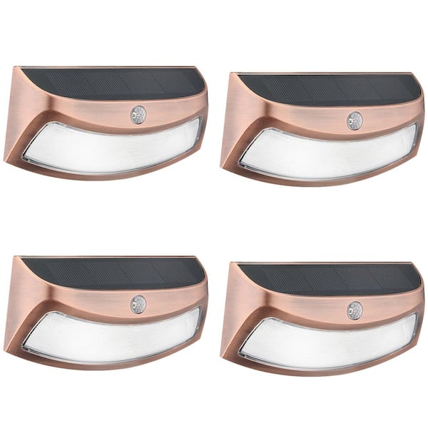 4-Pack Copper Integrated LED Weather Resistant Outdoor Landscape Path Light, 20LM Solar Outdoor Garden Yard Lights 3000K