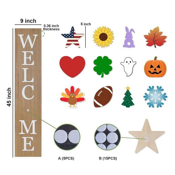 45 in. H Interchangeable Wooden Welcome Porch Wall Sign HPDSVVHJRN