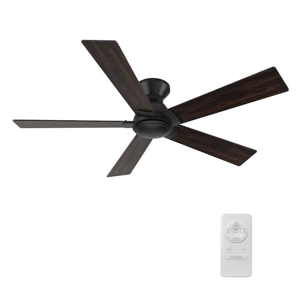 CARRO Vetric 52 in. Indoor 10-Speed DC Motor Flush Mount Ceiling Fan with Remote Control in Black