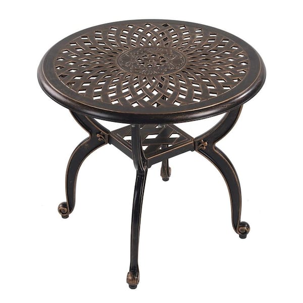 Unbranded Copper Cast Aluminum Round Outdoor Side Table