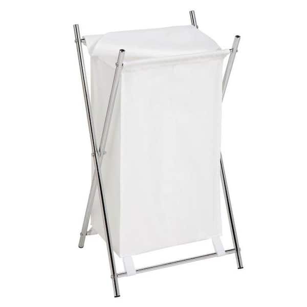 Honey-Can-Do Chrome 2-Compartment Folding Hamper with Cover