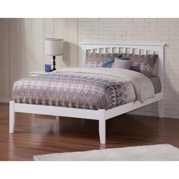 AFI Mission White Queen Platform Bed with Open Foot Board