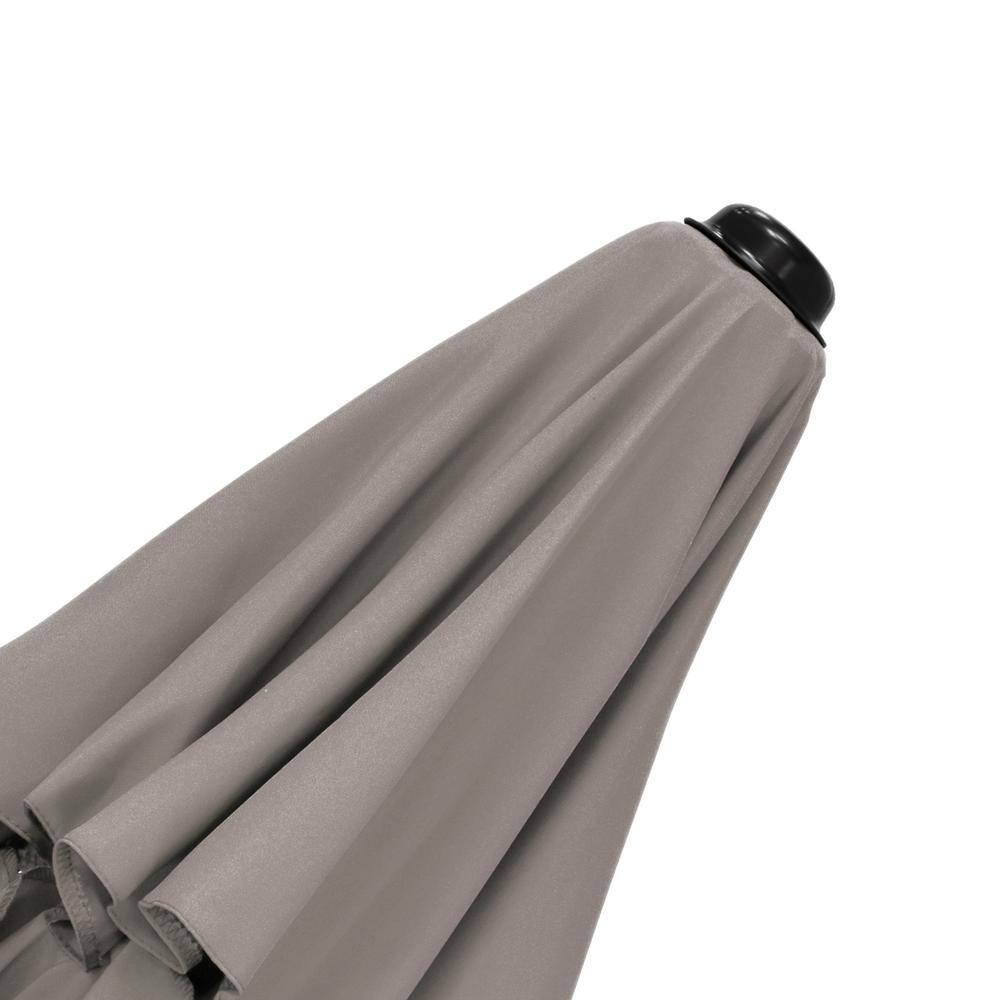 9 ft. Taupe Polyester Market Umbrella with Black Steel Pole