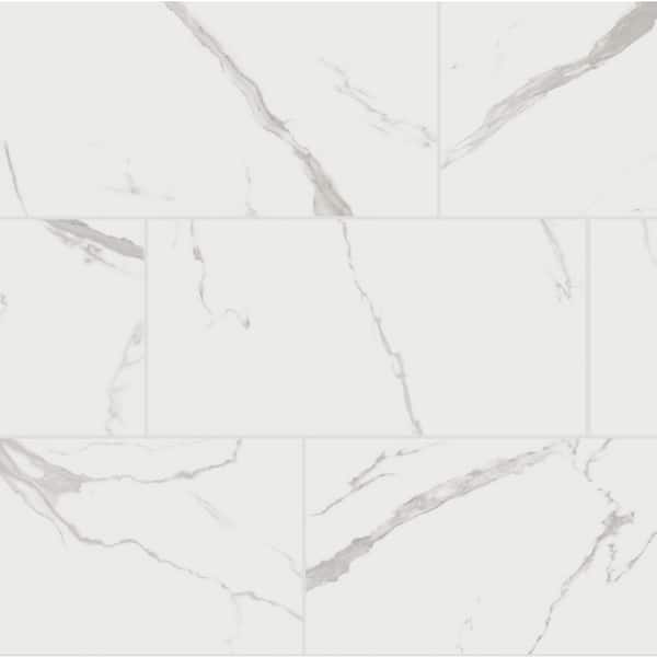 Florida Tile Home Collection Calacatta Lux White 12 in. x 24 in. Polished Porcelain Floor and Wall Tile (9.58 sq. ft./Case)