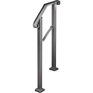 Outdoor Handrails Fit 2-3 Steps Wrought Iron Arch Style Flexible 38.5 in. H x 28 in. W Black Iron Stair Railing Kit