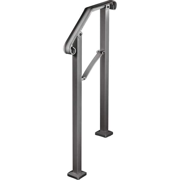SVOPES Outdoor Handrails Fit 2-3 Steps Wrought Iron Arch Style Flexible 38.5 in. H x 28 in. W Black Iron Stair Railing Kit