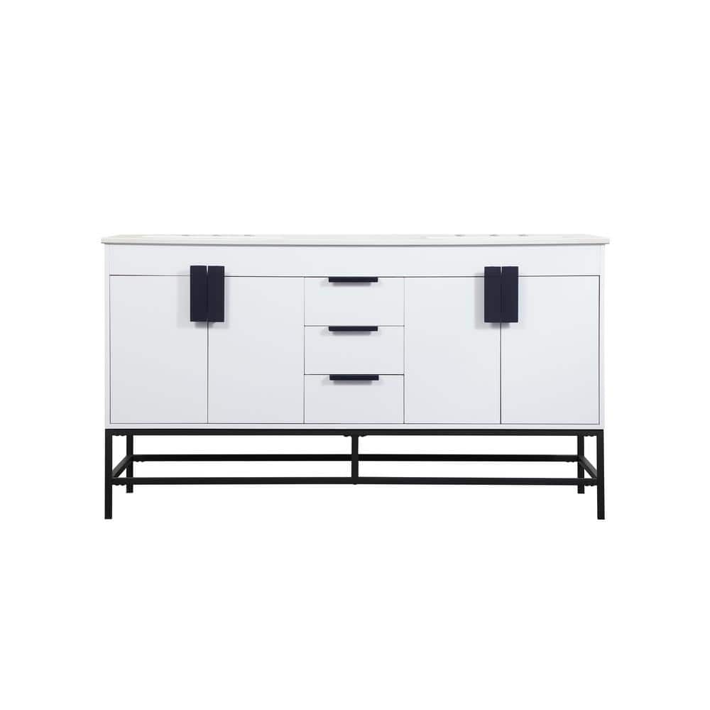 Timeless Home 22 in. W x 60 in. D x 33.5 in. H Bath Vanity in White with Iv