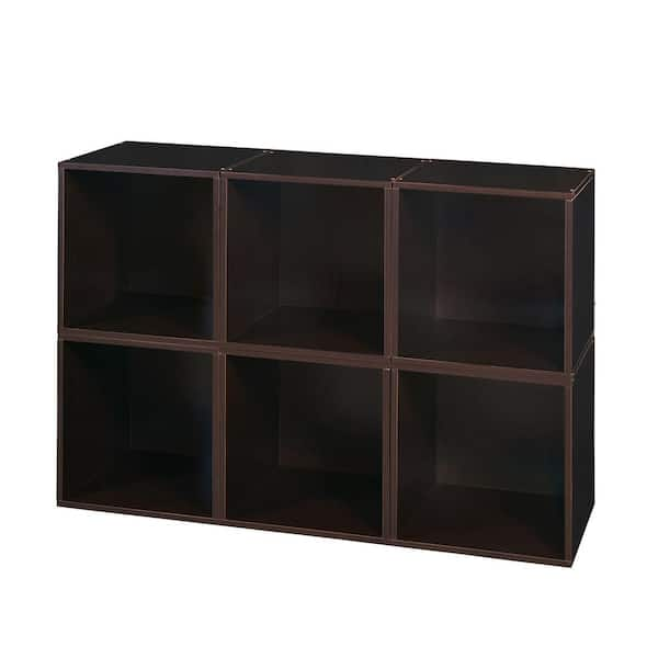 Niche 26 in. H x 39 in. W x 13 in. D Dark Brown Wood 6-Cube Organizer