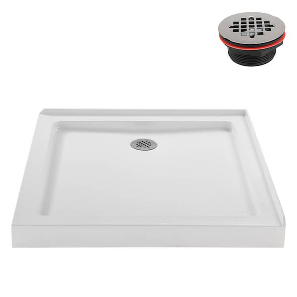 NT-366-322-LF 32 in. L x 32 in. W Corner Acrylic Shower Pan Base, Glossy White with Left Drain, ABS Drain Included