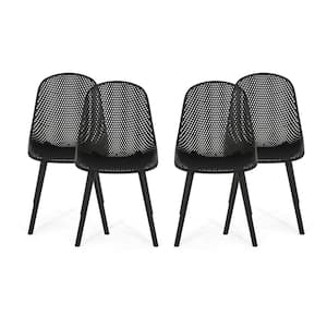 Posey Black Plastic Outdoor Patio Dining Chair (4-Pack)