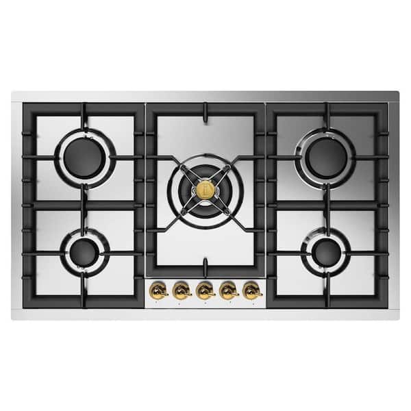 Nostalgie II 36 in. Built in Gas Cooktop with 5-Sealed Burners in Stainless Steel