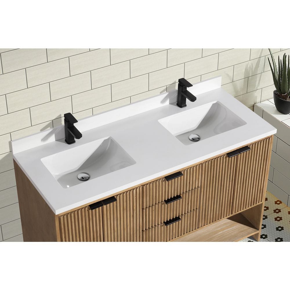 San Diego 55" Weathered Fir Double Sink Freestanding Vanity
