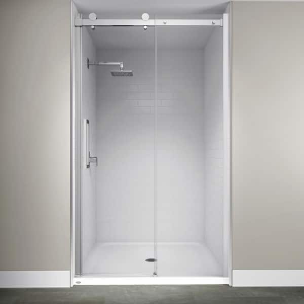 JACUZZI 48 in. x 79 in. Semi-Frameless Exposed Sliding Shower Door in Chrome