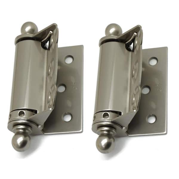 1-1/2 in. x 2-3/4 in. Solid Brass Adjustable Half Surface Screen Door Hinge with Ball Finials in Satin Nickel (1-Pair)