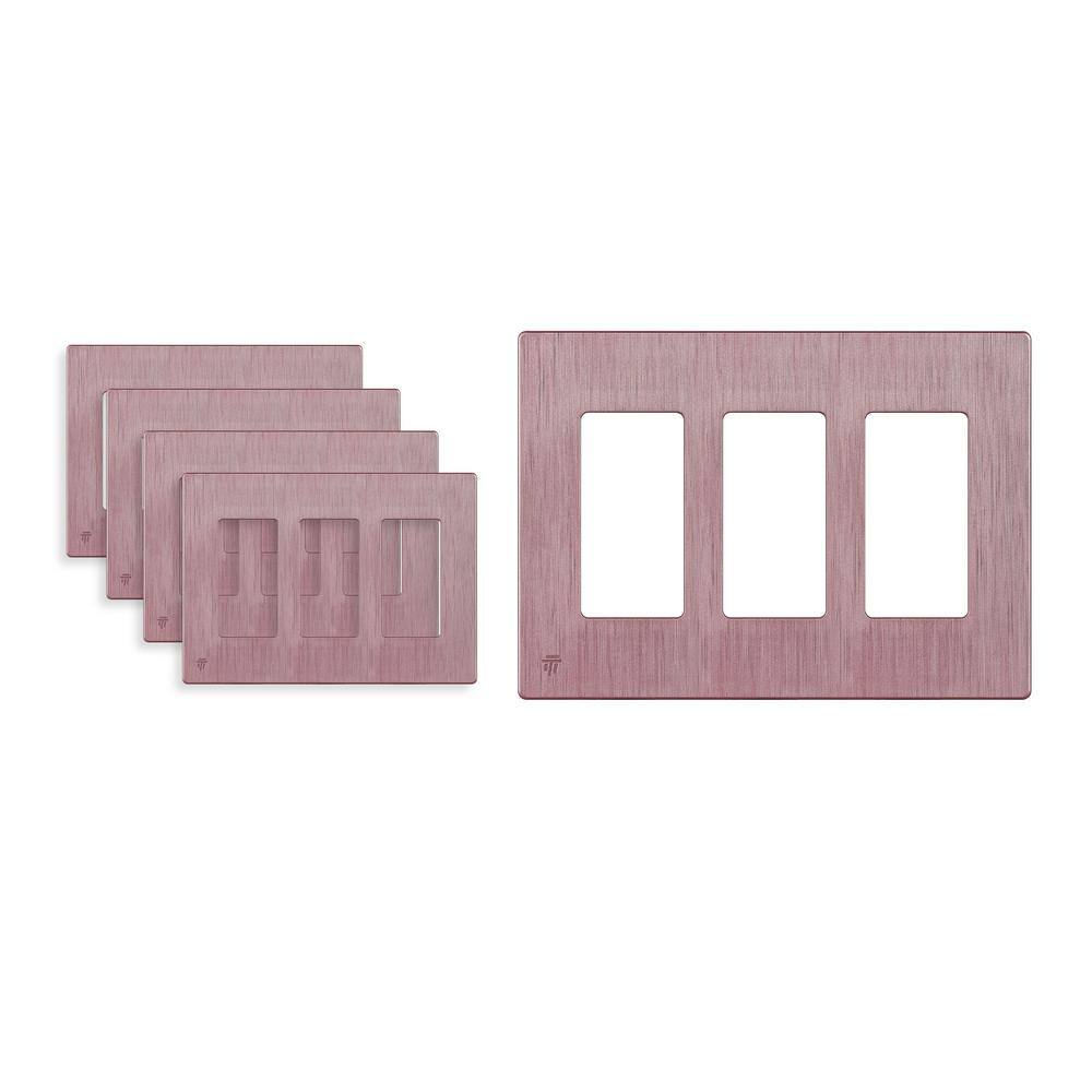 3-Gang Pink Decorator Rocker Plastic Screwless Wall Plate, Pink Brushed Rose Gold (5-Pack) price history on PriceWatchPro