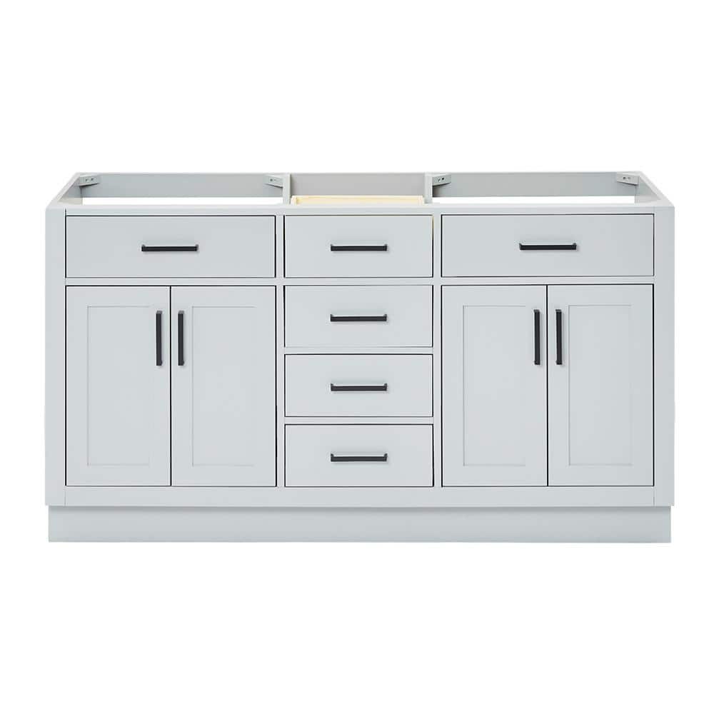 Gray 60'' Double Freestanding Hardwood Vanity Base