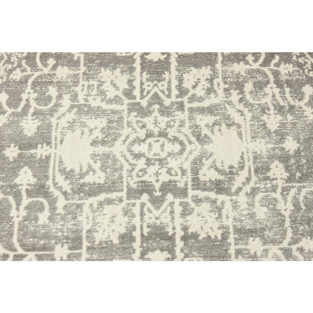 Light Gray Round Abstract Stain-Resistant Synthetic Rug