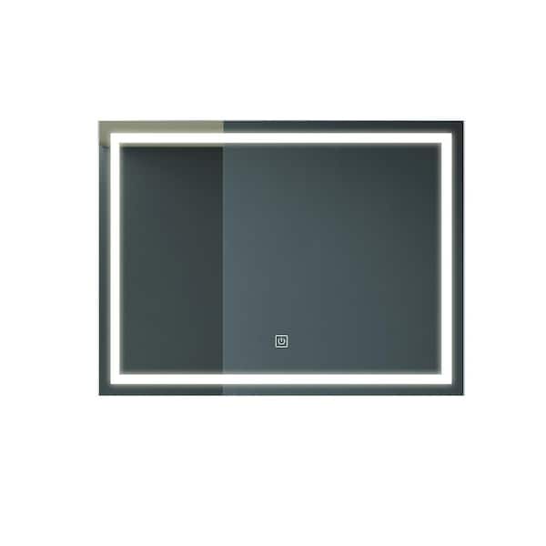 Unbranded Silver 40 in. W x 32 in. Led Modern Rectangle Wall Mirror with High Lumen, Dimmable Touch, Wall Switch Control