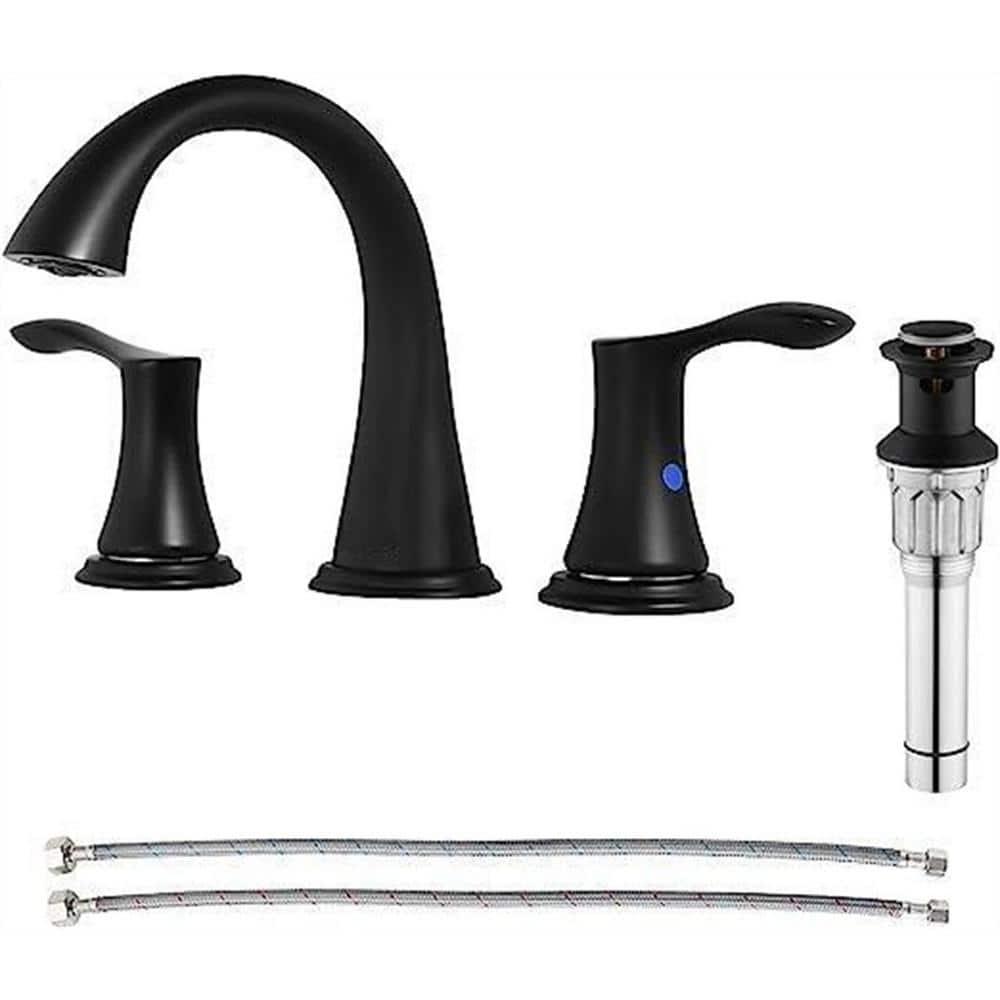 2-Handle Bathroom Faucet, Matte Black, Bathroom Accessory Set, Pieces-5, with Supply Lines Sink Drain -  Dyiom, B07D5VB79P