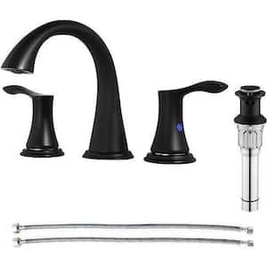 2-Handle Bathroom Faucet, Matte Black, Bathroom Accessory Set, Pieces-5, with Supply Lines Sink Drain