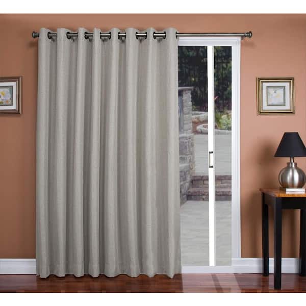 RICARDO Gray Canvas Solid 106 in. W x 84 in. L Grommet Blackout Curtain