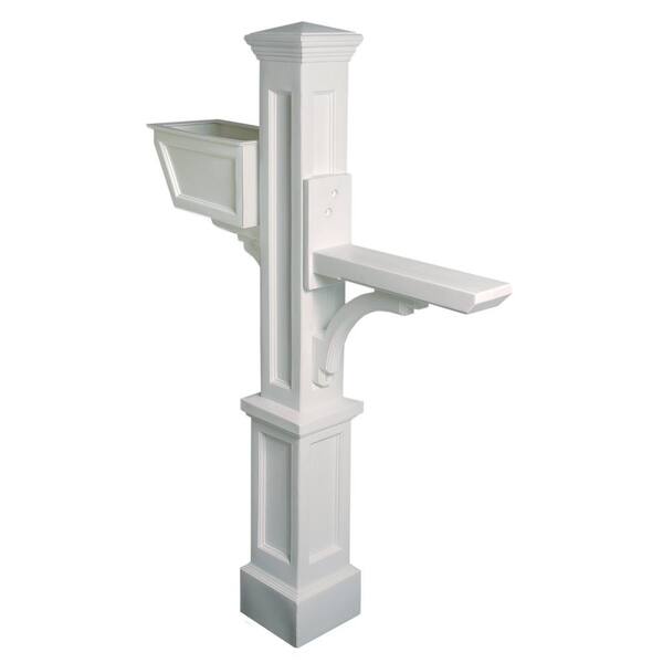 Mayne Westbrook Plus Plastic Mailbox Post, White580A00000 The Home Depot