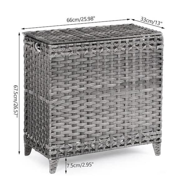 IPP 4 Pack Rattan Type Plastic Organizer Baskets (Grey)