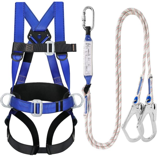 Safety Harness Fall Protection Kit, Full Body Roofing harnesses with Shock Absorbing Lanyard (1-Pack)