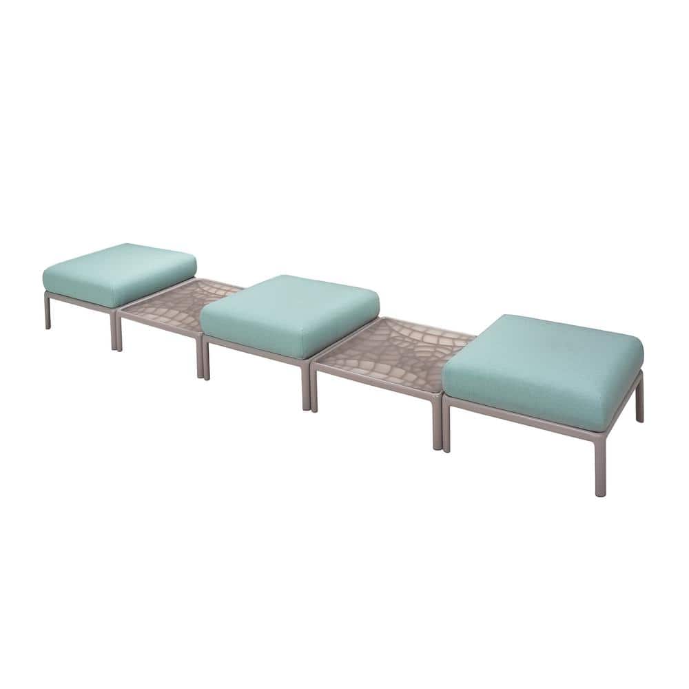 Laurel Inspired 31'' Gray Outdoor Ottoman with Seafoam Sunbrella Cushion