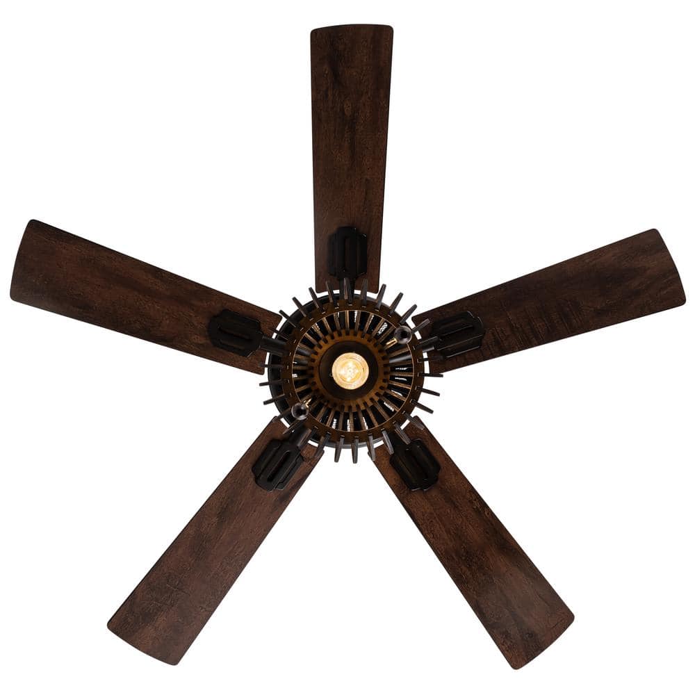 42-Inch Oil-Rubbed Bronze and Wood Caged Ceiling Fan with Light