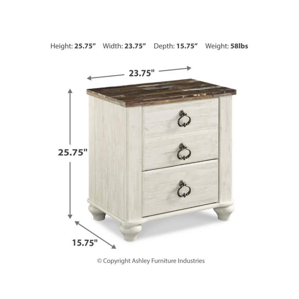 UPC 024052341409 product image for Willowton White/Brown 2 Drawer 23.74 in. W Nightstands | upcitemdb.com