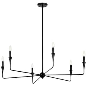 Alvaro 40.25 in. 6-Light Black Modern Candle Chandelier for Dining Room