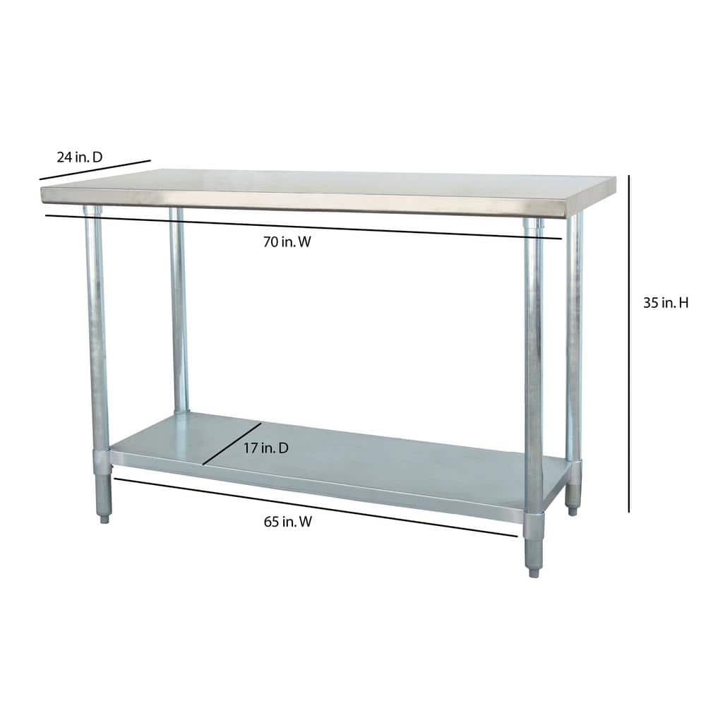 Contemporary 24"x72" Stainless Steel Kitchen & Garage Work Table
