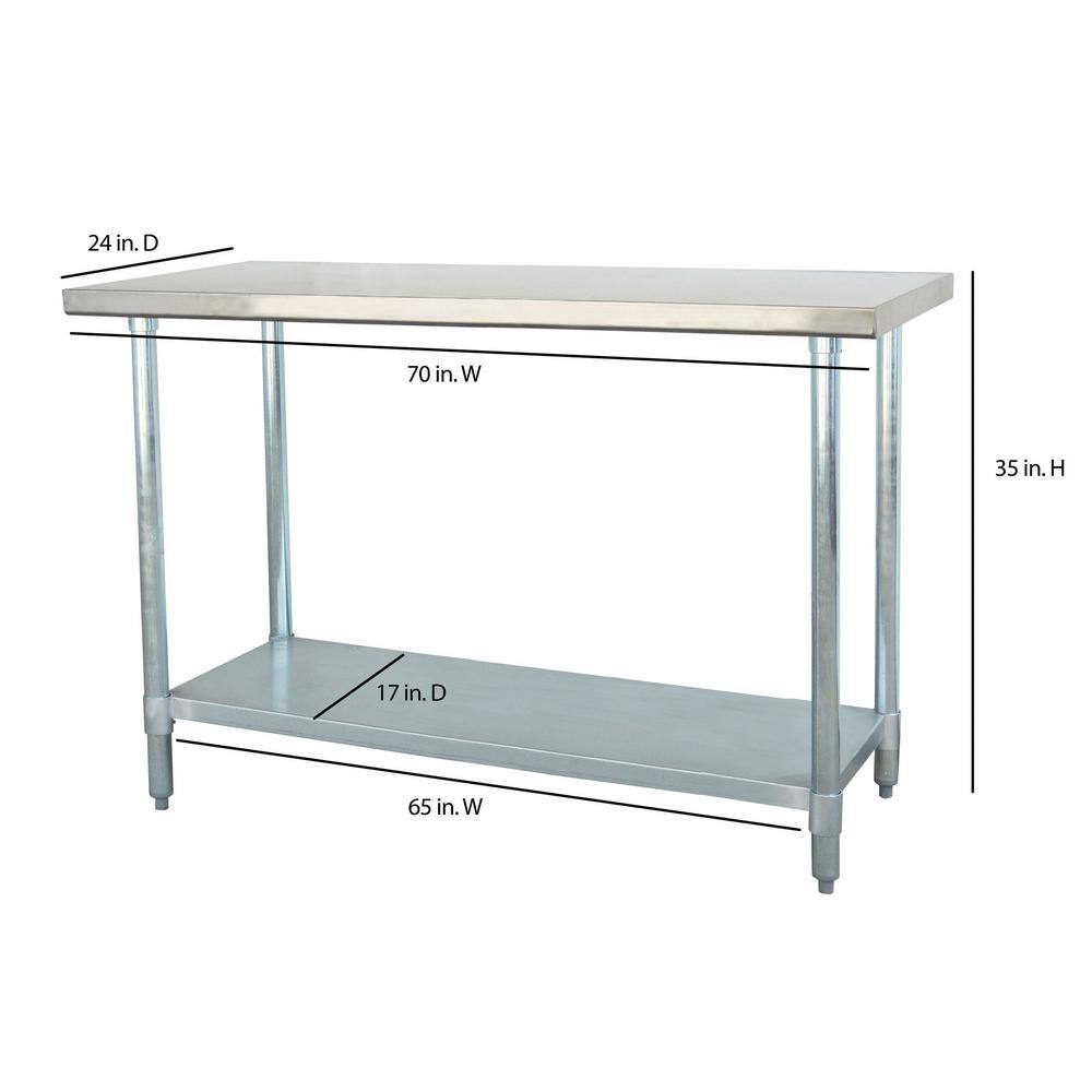 Sportsman 70 In. Stainless Steel Kitchen Utility Table With Bottom ...