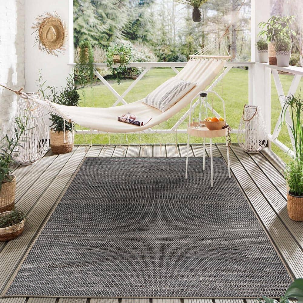 Dual-Use Modern Geometric Gray Flatweave 5' x 7' Rug