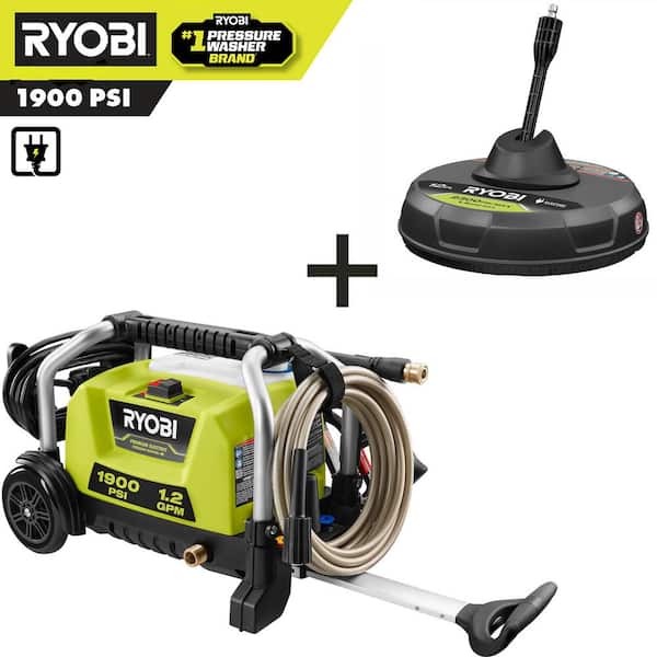 RYOBI 1900 PSI 1.2 GPM Cold Water Wheeled Electric Pressure Washer with 12 in. Surface Cleaner