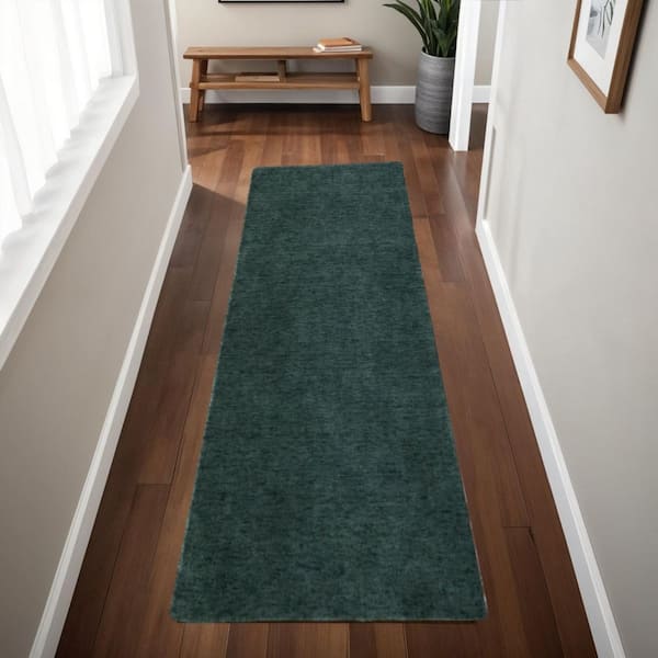 Green 2 x 8 ft. Woven Solid Color Runner Indoor Area Rug