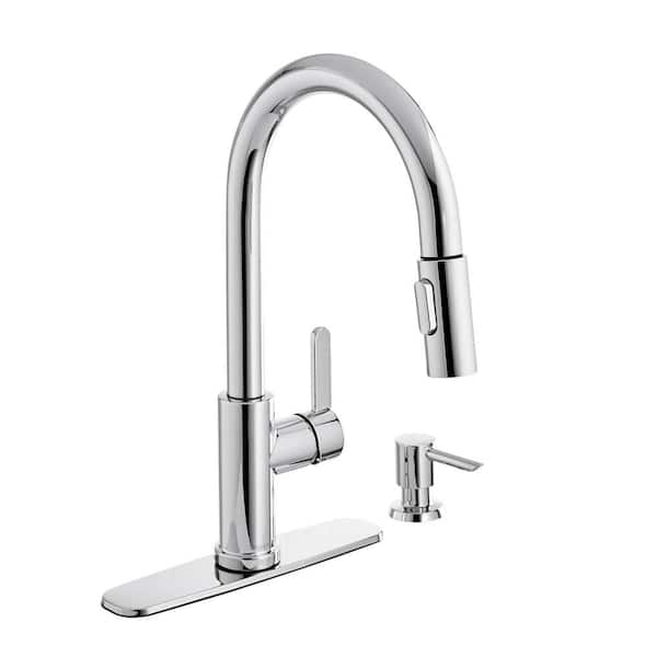 Glacier Bay Paulina Single-Handle Pull-Down Sprayer Kitchen Faucet with TurboSpray, FastMount and Soap Dispenser in Polished Chrome