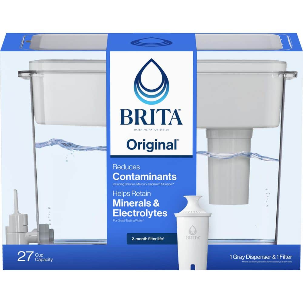 Brita UltraMax 27-Cup Extra Large Filtered Water Dispenser in Gray with 1-Standard Filter, BPA Free