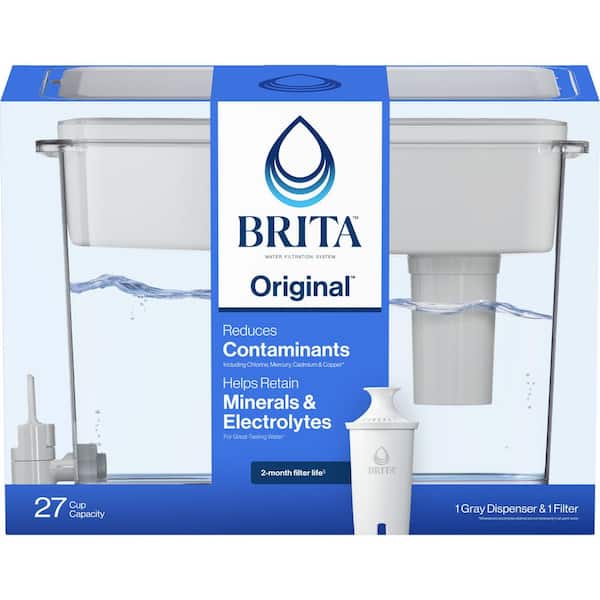 UltraMax 27-Cup Extra Large Filtered Water Dispenser in Gray with 1-Standard Filter, BPA Free