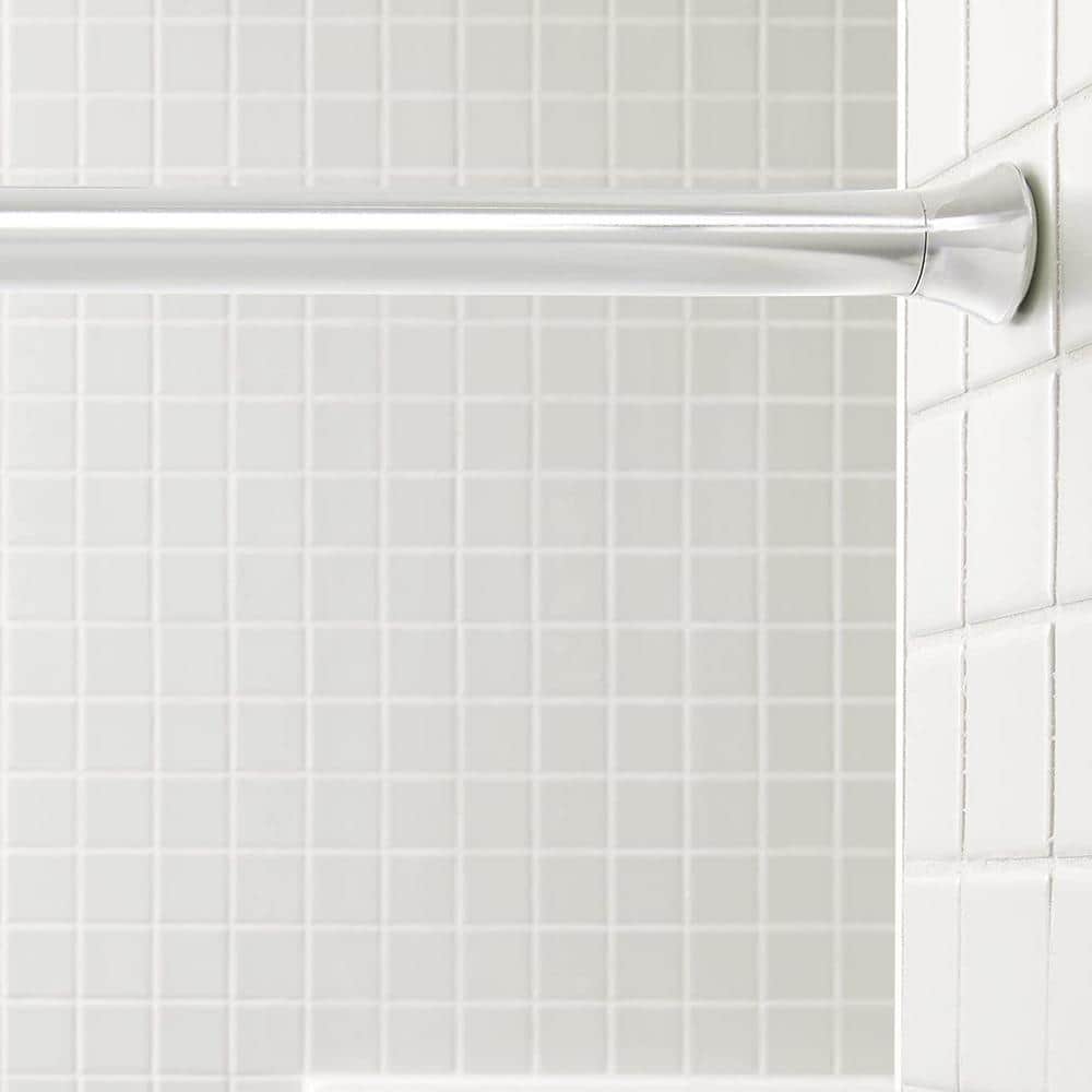 Adjustable Chrome Tension Curtain Rod with Classic Finial