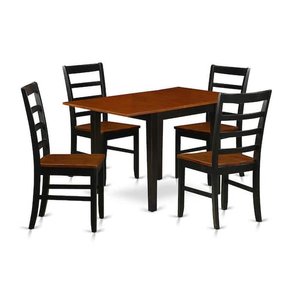 East West Furniture 5-Piece Black and Cherry Finish Solid Wood Top - Dining Room Set (Seats-4)