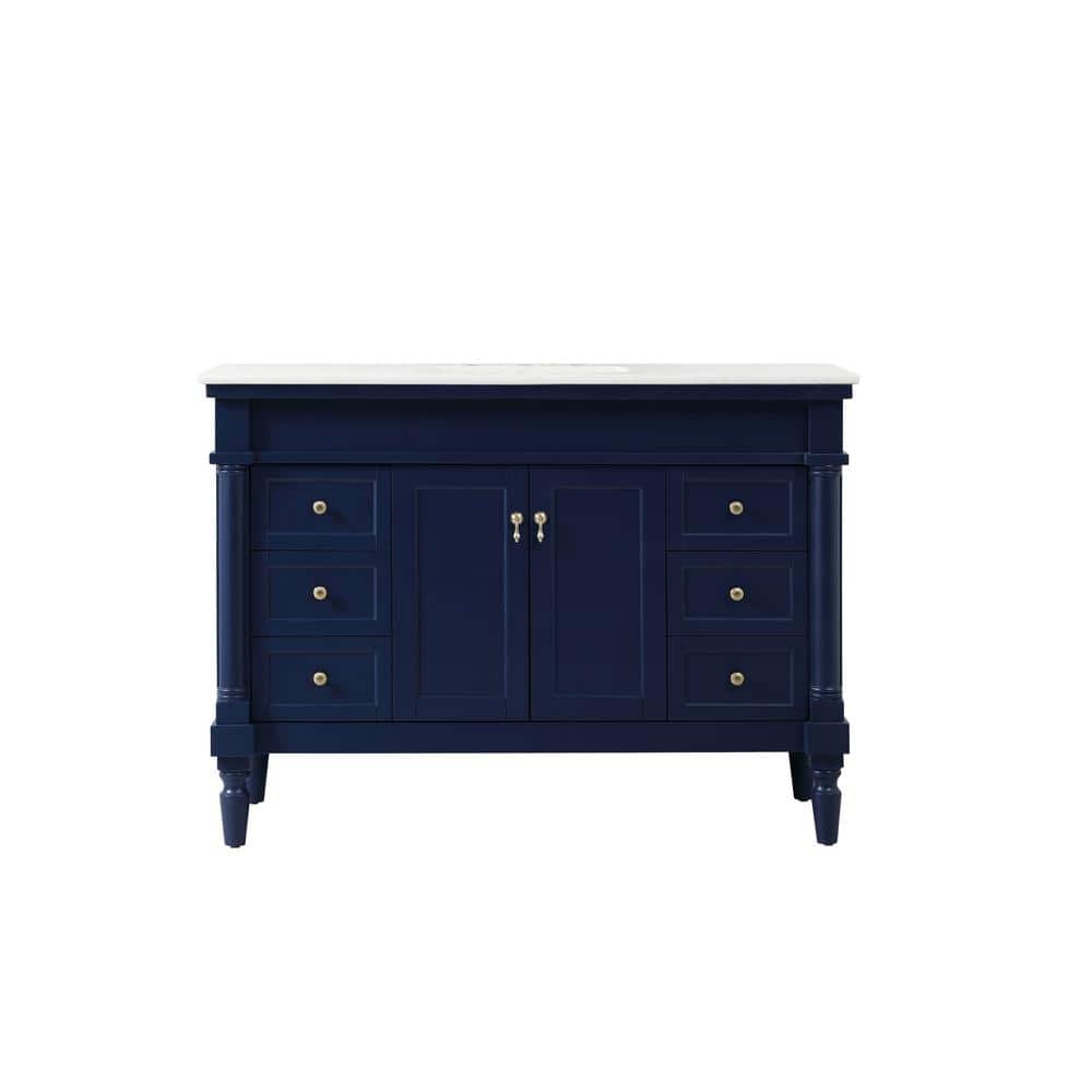 Simply Living 48 in. W x 21.5 in. D x 35 in. H Bath Vanity in Blue with Whi
