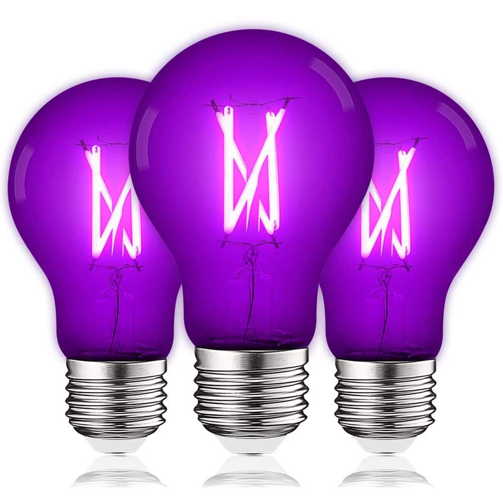 LUXRITE 60-Watt Equivalent A19 Edison LED Purple Light Bulb, 4.5W