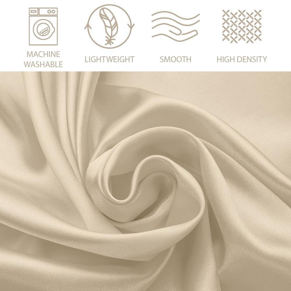 Ivory Queen 4-Piece Silky Satin Bed Sheet Set
