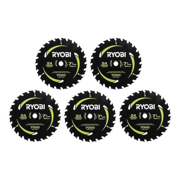 RYOBI 7-1/4 in. x 24 Teeth Carbide Thin Kerf Circular Saw Blade (5-Piece)