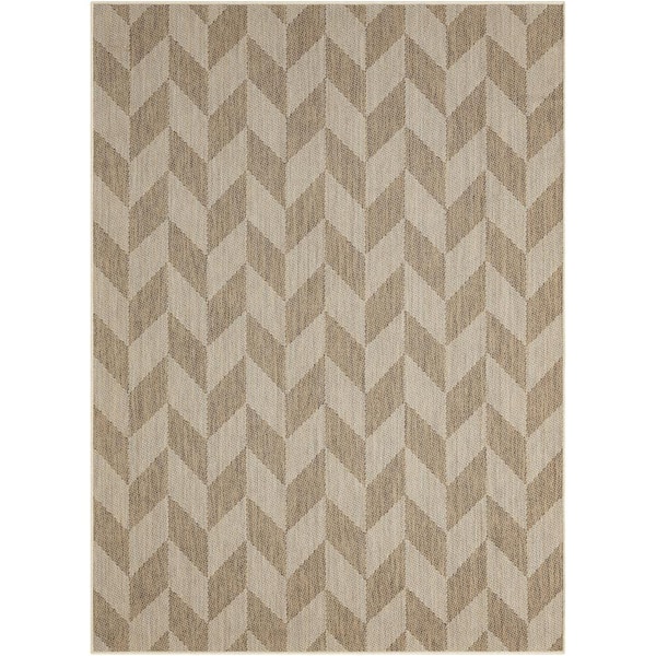 Patio Country Calla Beige/Brown 8 ft. x 10 ft. Geometric Indoor/Outdoor Area Rug
