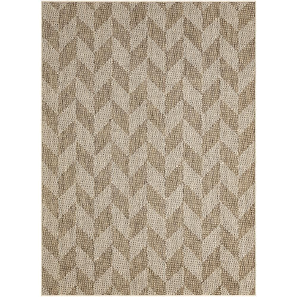 Brown and Beige Herringbone Indoor/Outdoor Area Rug 5'2" x 7'2"